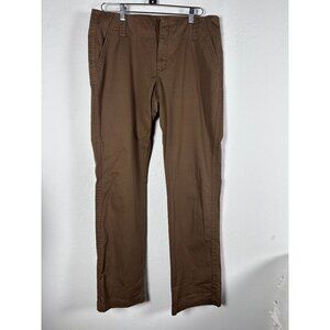 Cabi Womens Brown Mid-Rise Straight-Leg Pants Size 12 Cotton Pockets Casual